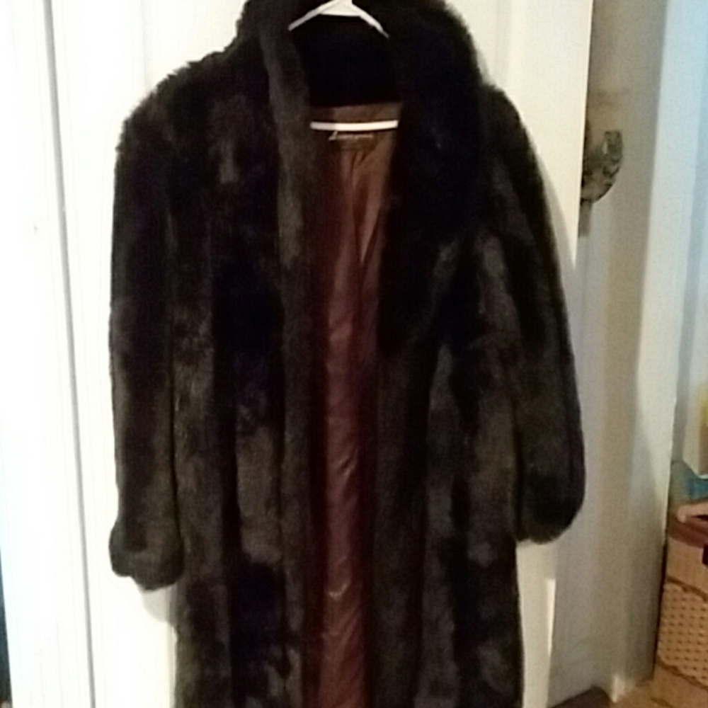 Faux fur long coat, Faux fur vest.